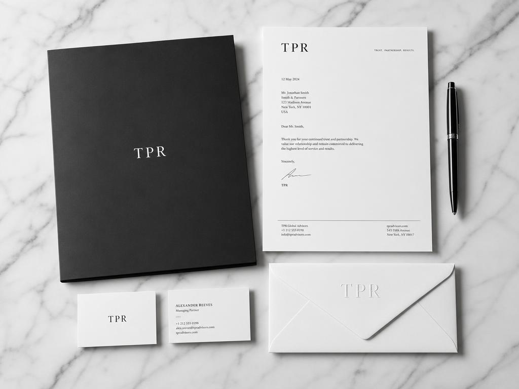 TPR branded stationery suite